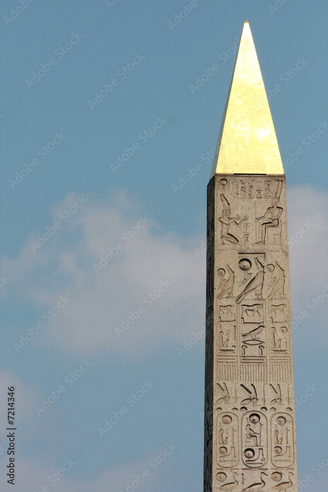 Ancient Egyptian hieroglyphs on the obelisk in Paris