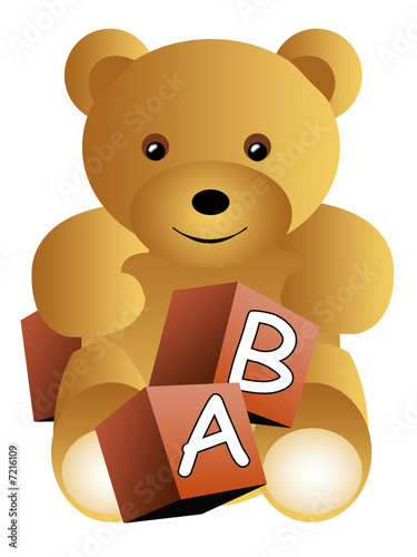 Teddy bear with abc cubes