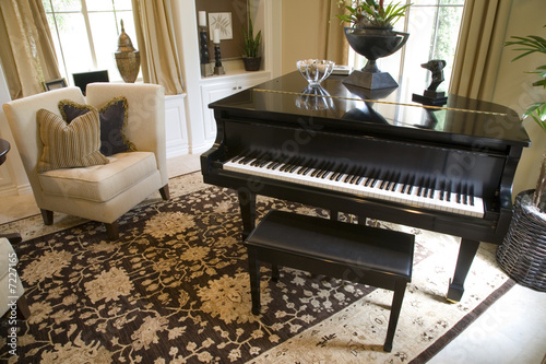 Grand piano in a luxury home.