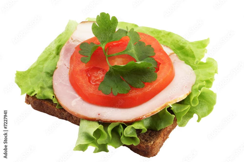 Sandwich with black bread on white background Sandwich with black bread on white background