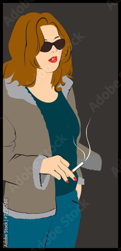 Young woman smoking cigarette