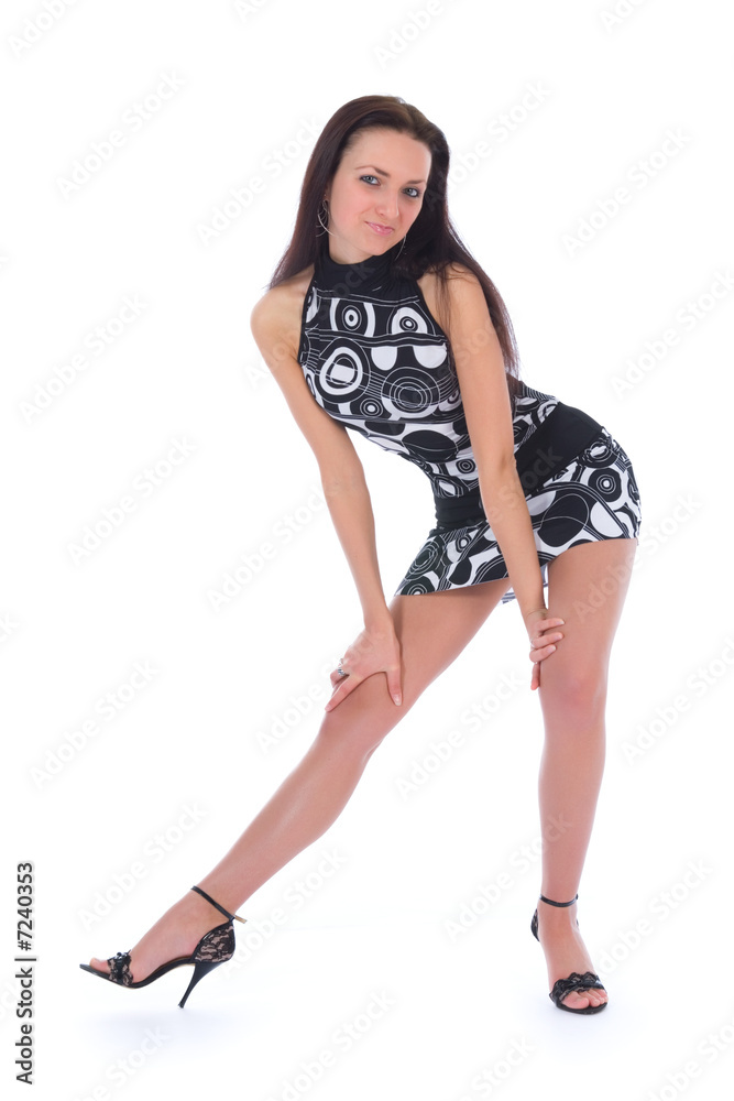 Beautiful lady on white