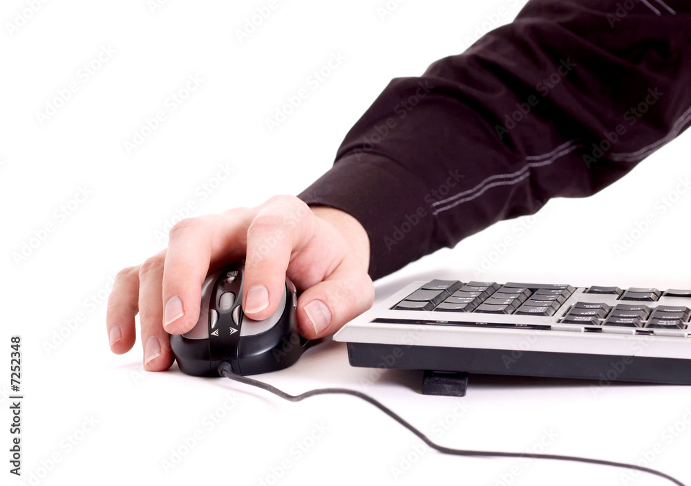 Computer mouse in hand isolated on white Computer mouse in hand isolated on white