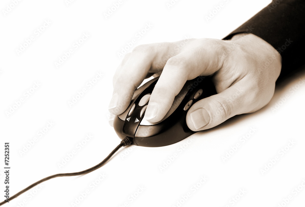 Computer mouse in hand isolated on white Computer mouse in hand isolated on white