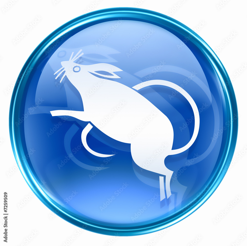 Rat Zodiac icon blue, isolated on white background. Rat Zodiac icon blue, isolated on white background.