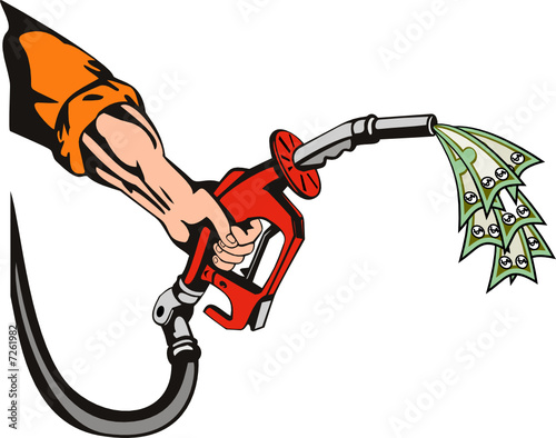 Hand with gas pump sucking money
