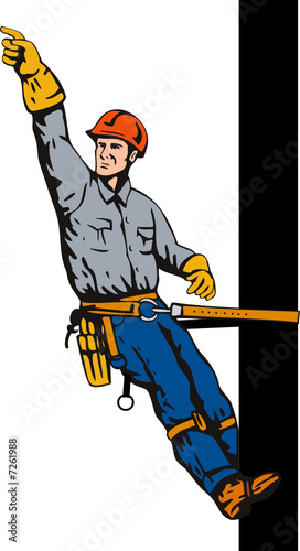 Lineman working on a utility pole
