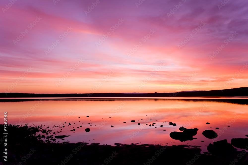 romantic sunset over sea water