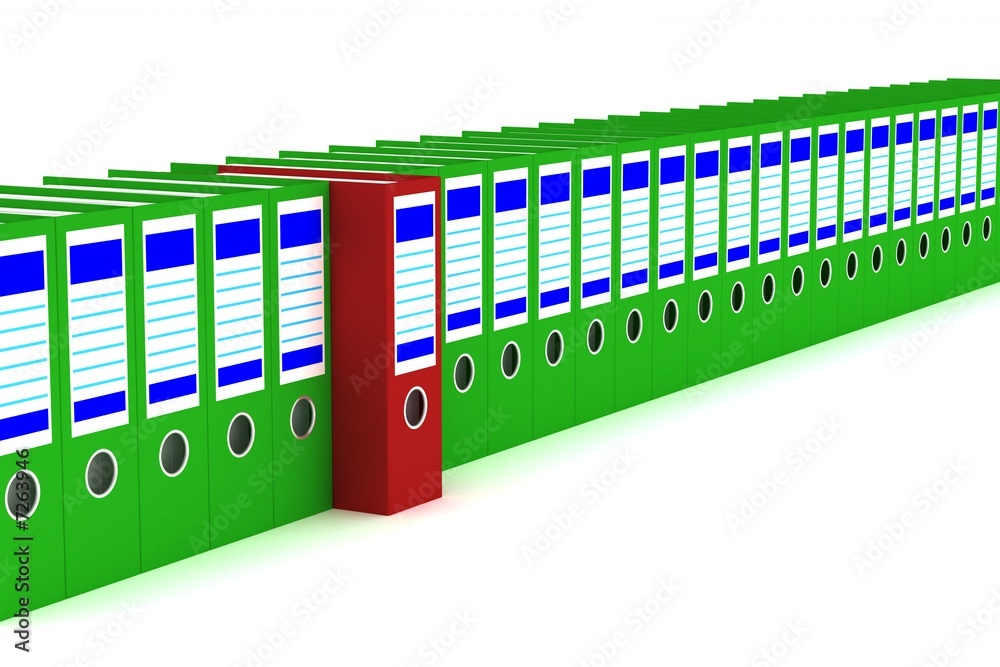 Row of accounting folders on a white background. 3D image. Row of accounting folders on a white background. 3D image.