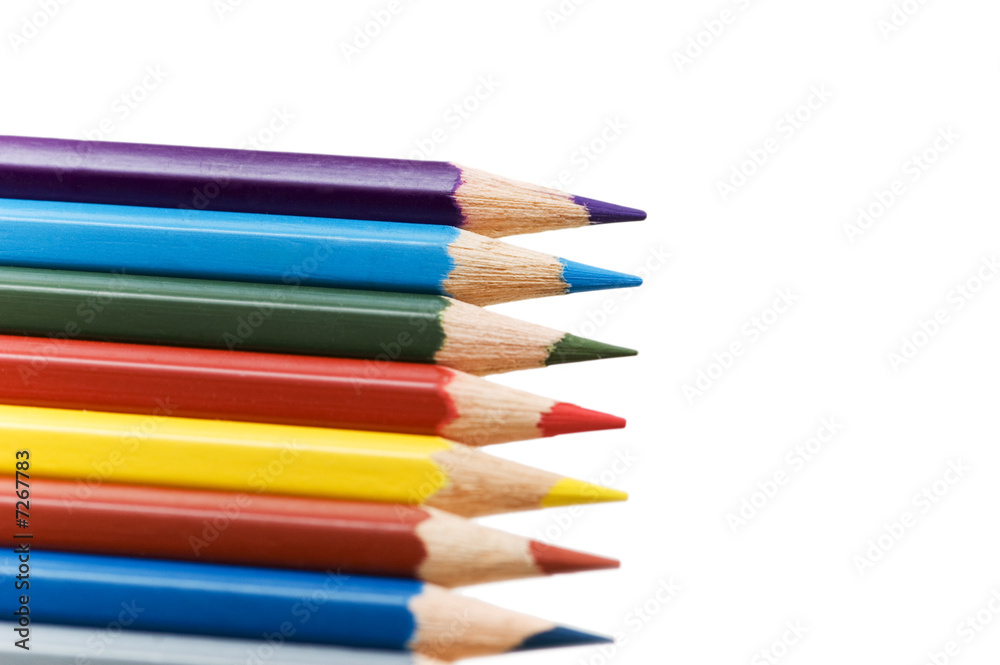 Fototapeta premium Various colour pencils isolated on the white