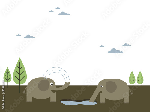 two elephants at their drinking hole
