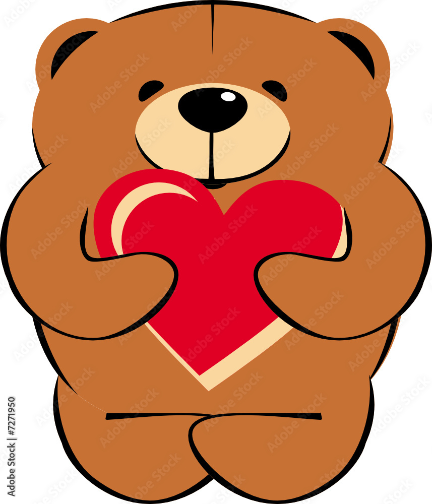 Fototapeta premium bear with heart vector icon