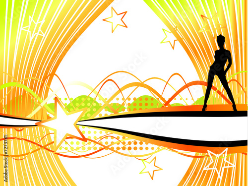 Fashion girl silhouette, flowing frame
