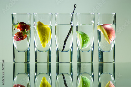 Vodka glasses with fruit