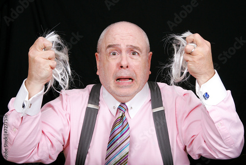 surprised man pulled his hair out