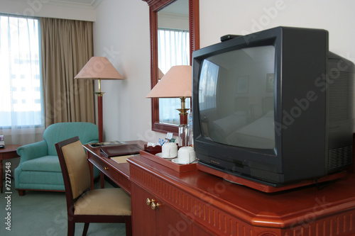 crt tv in the hotel room