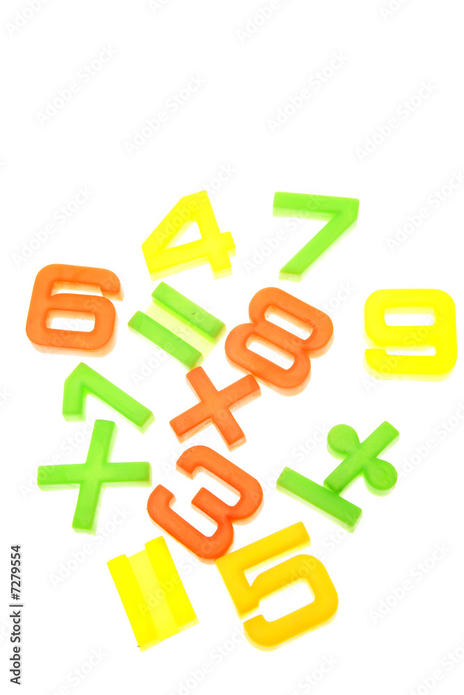 Mathematical numbers and symbols over white Mathematical numbers and symbols over white