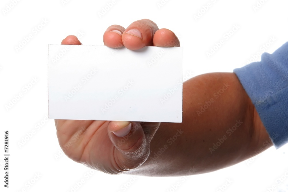 Hand and blank card