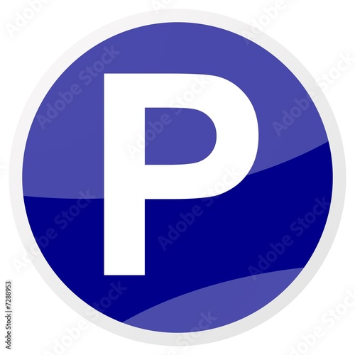 dark blue round praking sign isolated photo