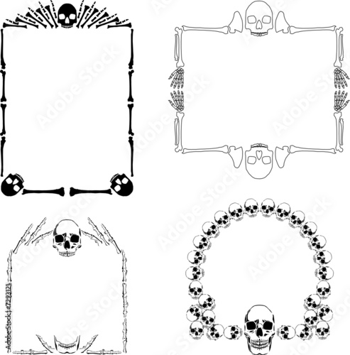 Four vector decorative borders made of bones and skulls