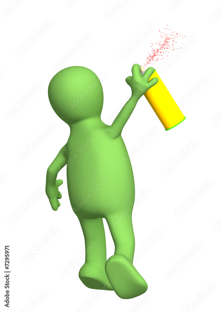 3d puppet, drawing a spray with a paint 3d puppet, drawing a spray with a paint