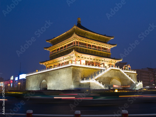 Night view of the Bell Tower in Xian