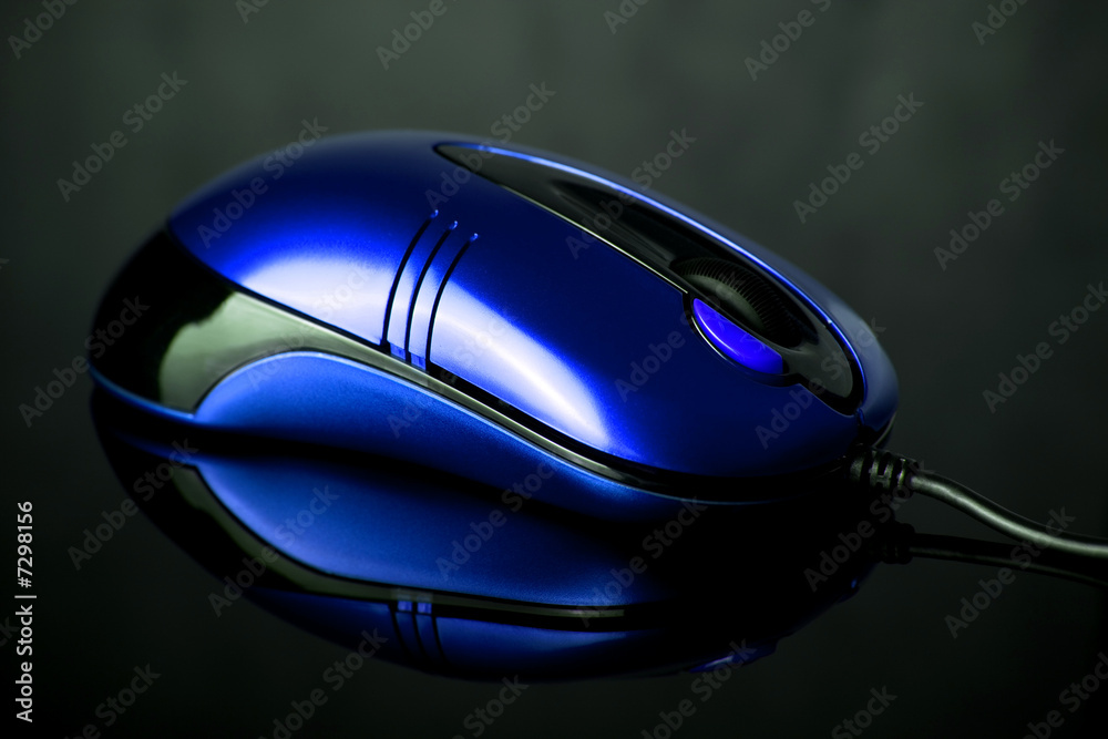 Computer mouse on reflective background Computer mouse on reflective background