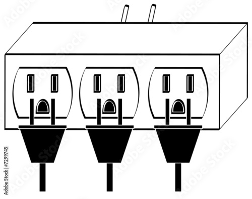 overloaded electrical power outlet full with plugs