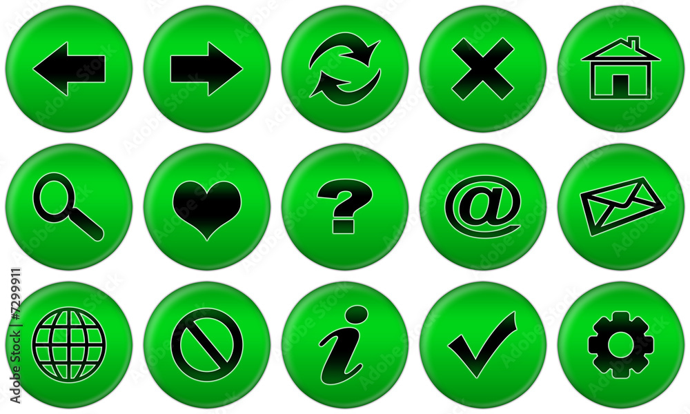 Set of green buttons for internet browser Set of green buttons for internet browser