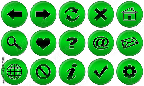 Set of green buttons for internet browser