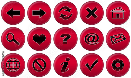 Set of red buttons for internet browser