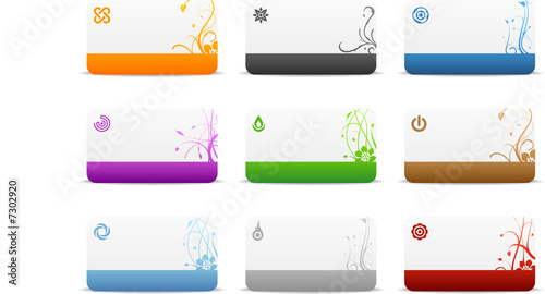 Set of 9 business card designs with floral accents