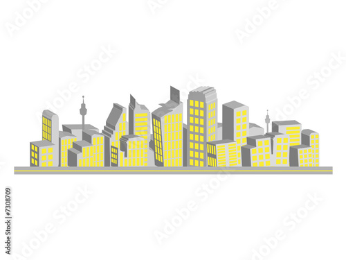 Cityscape  silhouettes of houses