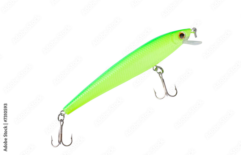 Green minnow lure with ciliiping path