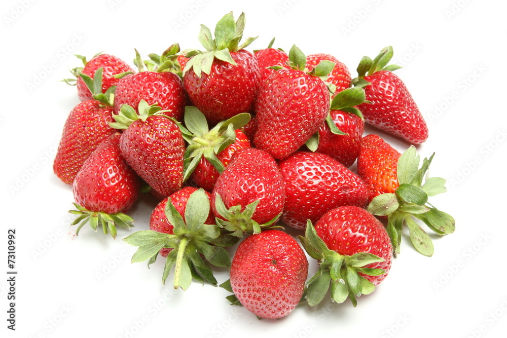 Pile of fresh strawberries on white Pile of fresh strawberries on white