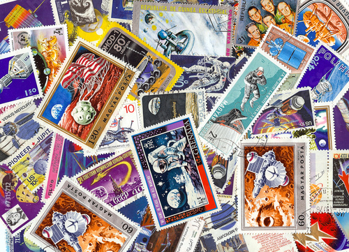 collection of vintage space stamps from different countries photo