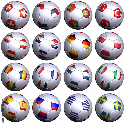 16 balls of all European teams in the EM championship 2008