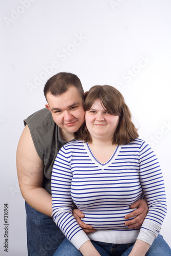 Young love couple smiling