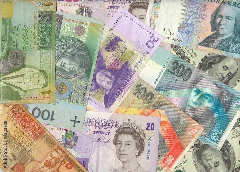 Global economy. International banknotes. Mixed currencies. Global economy. International banknotes. Mixed currencies.