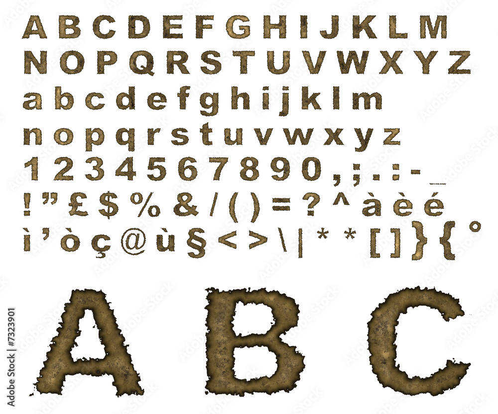 Burnt parchment alphabet Burnt parchment alphabet