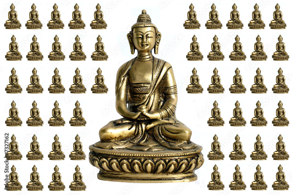 Fototapeta premium Central Buddha with surrounding miniatures