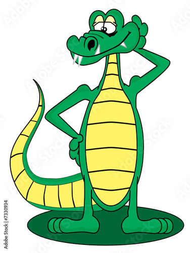 Cartoon Gator standing up and posing with a smile