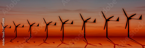 wind turbines sunset energy