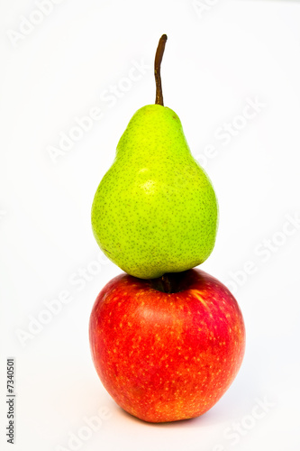 apple and pear isolated on white background