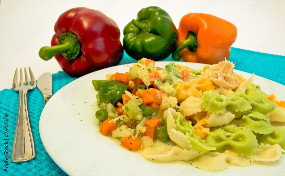 plate of mixed pasta with vegetable plate of mixed pasta with vegetable