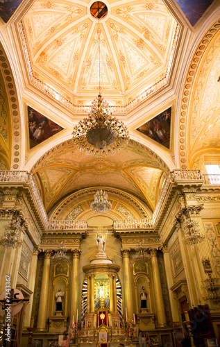 Golden Altar Pink Dome Basilica Guanajuato Mexico