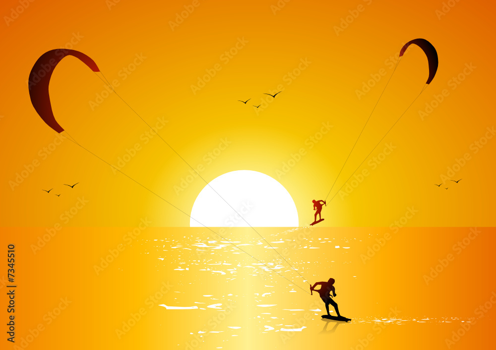 Kitesurf at sunset