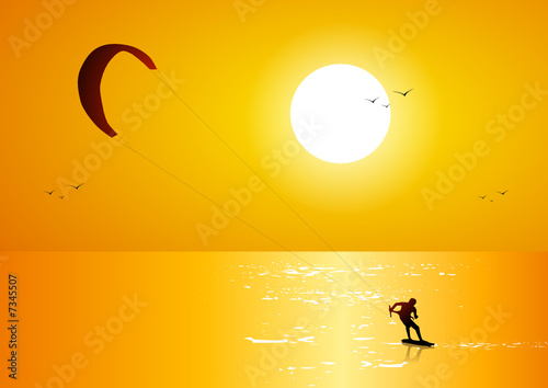 Kitesurf at sunset photo