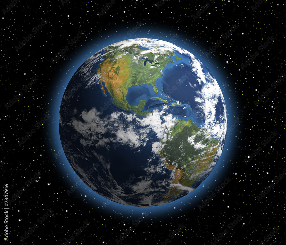 Fototapeta premium Illustration of planet earth with America in front