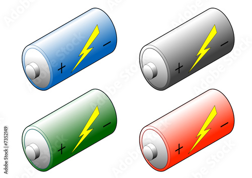 Isometric Batteries in 4 Colours